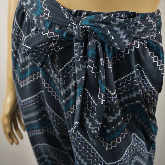 Shosho Leggings Multi Pattern Blue Womens Sz XL Elastic Waist Ties Lounge Pants - Picture 3 of 9